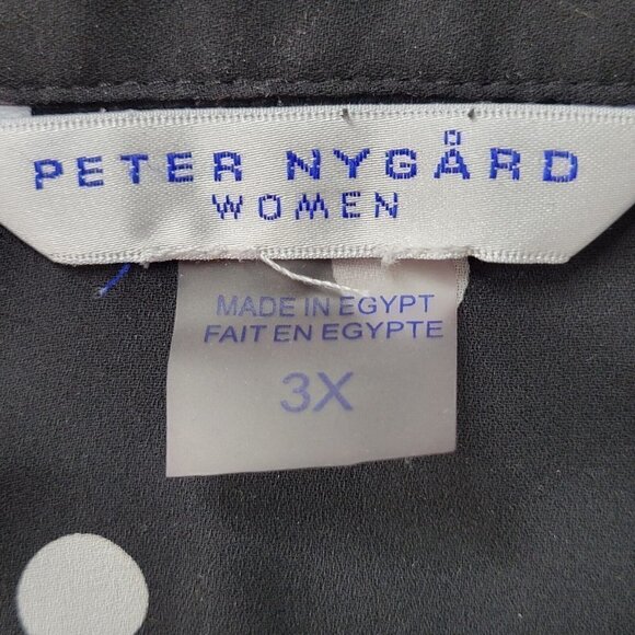 Peter Nygard Blouse Sz 3X Polka Dot Button Front Tie Bottom Roll Tab Black White - Picture 4 of 8